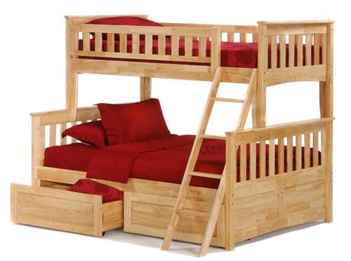 Twin Over Full Size Red Accent Bunk Beds Kids Bedroom Furniture